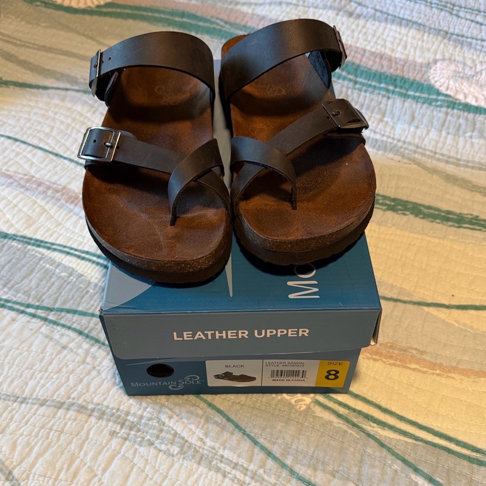 Women's Black Leather Sandals